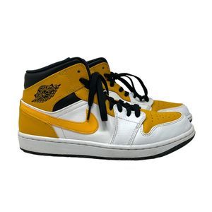 Nike Air Jordan 1 Mid 9 mens university gold lace up athletic shoes 554724-170